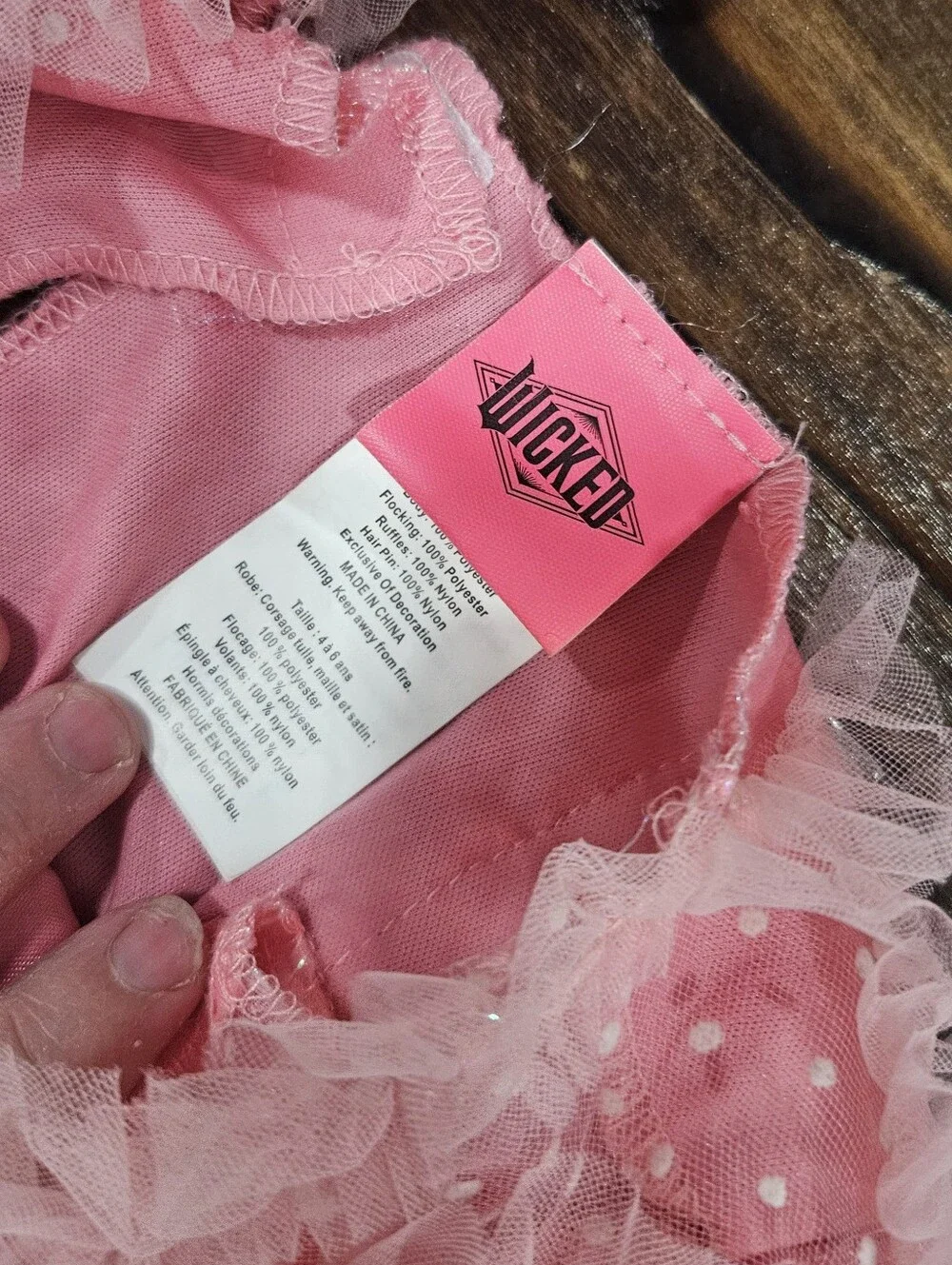 Wicked Glinda Pink Tule Dress Up Costume Pretend Dress Size 4/6